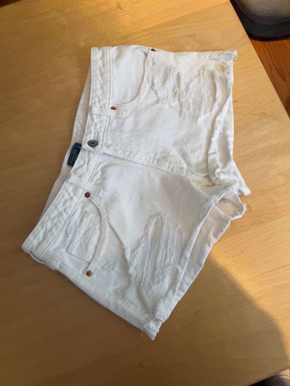 Abercrombie & Fitch White Low-Rise Denim Shorts